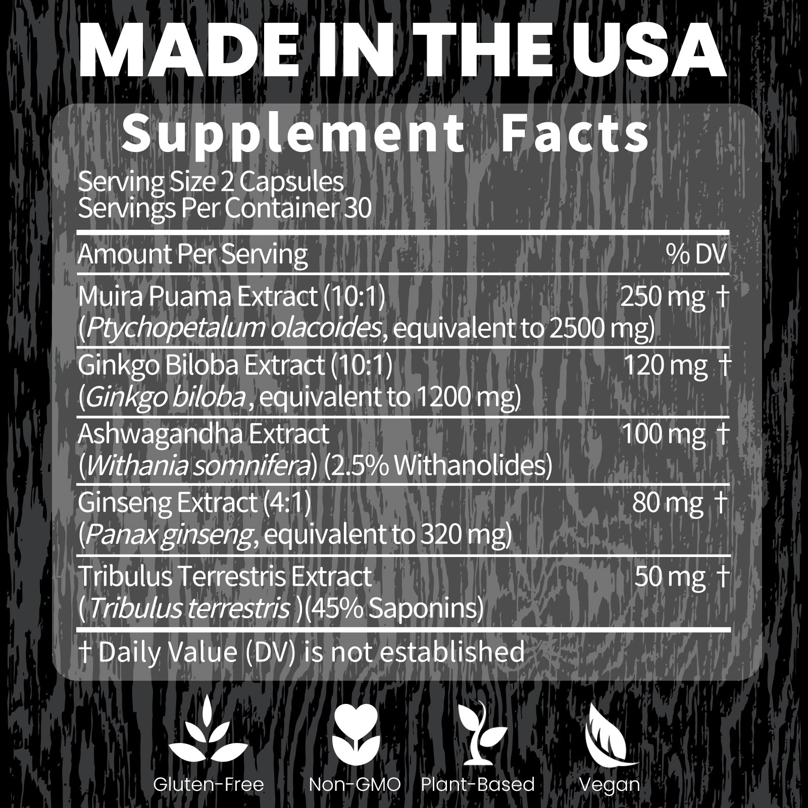 Potency Wood Vitality Boost - Energy, Libido, Focus Supplement - 60 Capsules