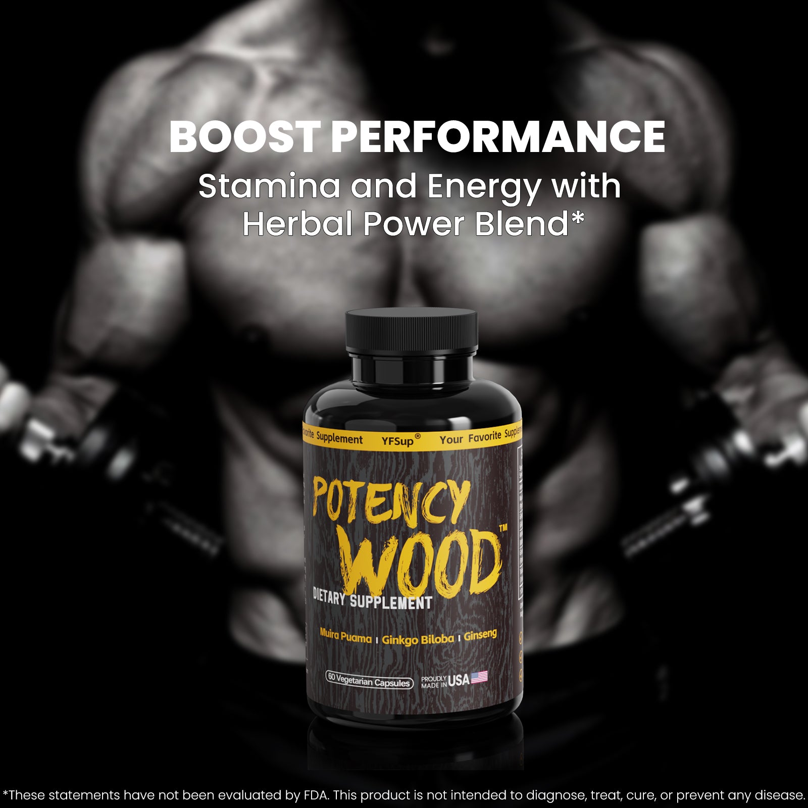 Potency Wood Vitality Boost - Energy, Libido, Focus Supplement - 60 Capsules